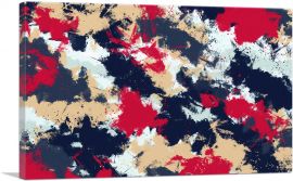 Cherry Tan Dark Blue Camouflage Pattern Rectangle-1-Panel-12x8x.75 Thick