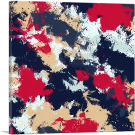 Cherry Tan Dark Blue Camouflage Pattern Square-1-Panel-12x12x1.5 Thick