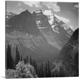 Snow Covered Mountains - In Glacier National Park - Montana-1-Panel-36x36x1.5 Thick