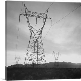 Transmission Lines in Mojave Desert Leading from Boulder Dam-1-Panel-12x12x1.5 Thick