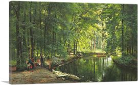 A Stream In Spring Woods With Two Women In Rowboat 1885-1-Panel-18x12x1.5 Thick