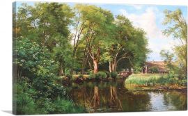 Forest Scenery With a House By a Stream-1-Panel-12x8x.75 Thick