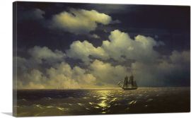Sailing Ship in Moonlight-1-Panel-12x8x.75 Thick