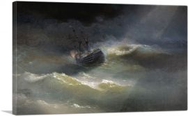 Ship During a Sea Storm 1892-1-Panel-26x18x1.5 Thick