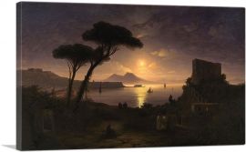 The Bay of Naples at Moonlit Night 1842-1-Panel-26x18x1.5 Thick