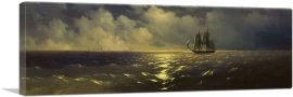 Sailing Ship in Moonlight Panoramic-1-Panel-36x12x1.5 Thick
