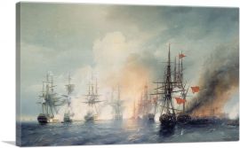 Russian and Turkish Sea Battle of Sinop 1853-1-Panel-18x12x1.5 Thick
