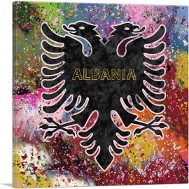 Flag of Albania Colorful Splatter-1-Panel-26x26x.75 Thick