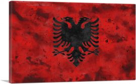 Flag of Albania Country in the Balkans Red Grunge-1-Panel-18x12x1.5 Thick