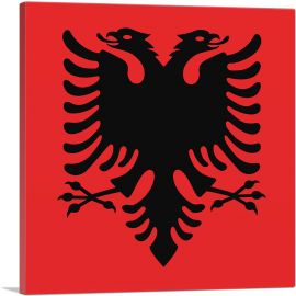 Flag of Albania Country in the Balkans Red Square-1-Panel-12x12x1.5 Thick