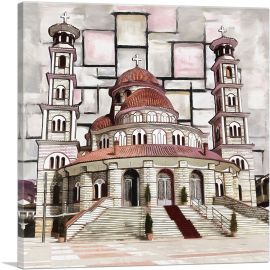 Albania Country in the Balkans Church-1-Panel-12x12x1.5 Thick