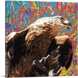 Golden Eagle of Albania Colorful Graffiti-1-Panel-18x18x1.5 Thick