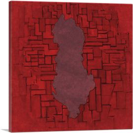 Albania Country in the Balkans on Red-1-Panel-36x36x1.5 Thick
