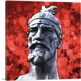 Skanderbeg - George Castriot Albania Bust National Anthem Red-1-Panel-12x12x1.5 Thick
