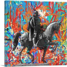 Skanderbeg Monument - George Castriot Albania Graffiti-1-Panel-18x18x1.5 Thick