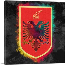 Albanian Coat of Arms with Colorful Glow-1-Panel-12x12x1.5 Thick