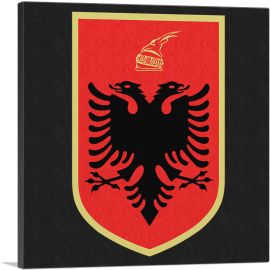 Albanian Country in the Balkans Coat of Arms-1-Panel-18x18x1.5 Thick