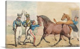 Two Soldiers Of a Cavalry Unit With Horses Grooms 1823-1-Panel-18x12x1.5 Thick