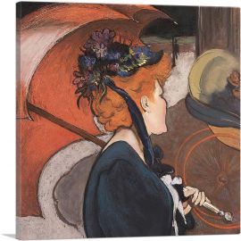 Young Woman With Umbrella-1-Panel-12x12x1.5 Thick