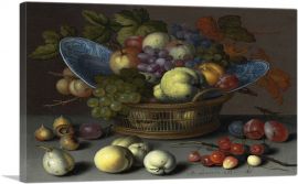 Fruit Basket With Blue Plates and Cherries 1622-1-Panel-26x18x1.5 Thick