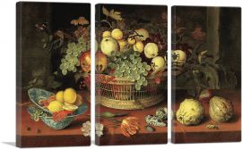 Still Life with Basket of Fruit 1622-3-Panels-60x40x1.5 Thick