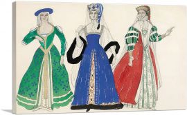 Costume Design For Three Women Dancing a Polonaise-1-Panel-12x8x.75 Thick