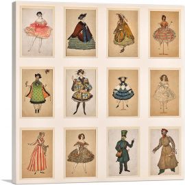 Costume Designs From La Fee Des Poupees 1904-1-Panel-12x12x1.5 Thick