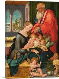 The Holy Family With Five Angels-1-Panel-12x8x.75 Thick