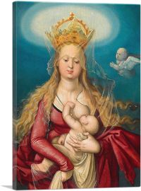 Virgin As Queen Of Heaven With Christ Child In Her Arms-1-Panel-12x8x.75 Thick