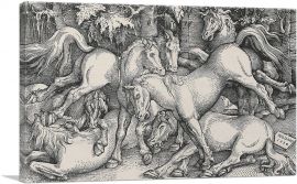 Group Of Six Of Seven Horses-1-Panel-26x18x1.5 Thick