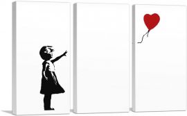 Girl with Balloon (white background Rectangle)-3-Panels-60x40x1.5 Thick