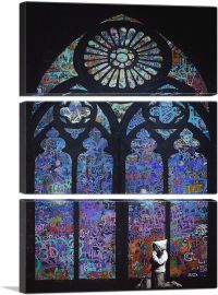Graffiti Stained Glass - Blue-3-Panels-90x60x1.5 Thick