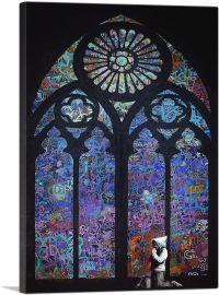 Graffiti Stained Glass - Blue-1-Panel-26x18x1.5 Thick