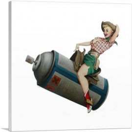 Spraycan Rodeo Girl-1-Panel-18x18x1.5 Thick
