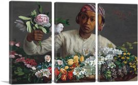 Young Woman With Peonies-3-Panels-90x60x1.5 Thick