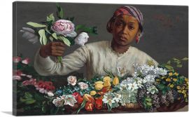 Young Woman With Peonies-1-Panel-12x8x.75 Thick