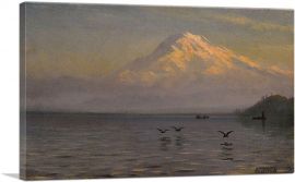 View Of Mount Rainier With Fisherman-1-Panel-26x18x1.5 Thick