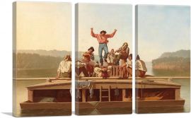 Jolly Flatboatmen 1846-3-Panels-90x60x1.5 Thick