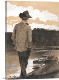 Young Man On a Riverbank 1902-1-Panel-26x18x1.5 Thick
