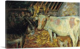 The Barn With Cow In The Stable 1912-1-Panel-18x12x1.5 Thick