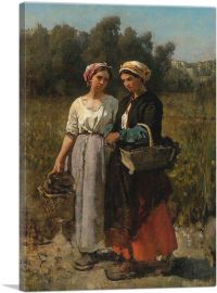 Two Young Women Picking Grapes 1862-1-Panel-60x40x1.5 Thick