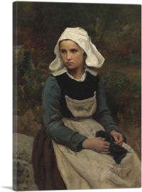 Young Brittany Girl Knitting 1866