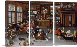 Archdukes Albert Isabella Visiting Collection Of Pieter Roose 1621-3-Panels-60x40x1.5 Thick