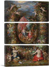 Cybele Receiving Gifts From Personifications Of The Four Seasons-3-Panels-90x60x1.5 Thick