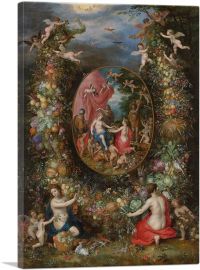 Cybele Receiving Gifts From Personifications Of The Four Seasons-1-Panel-40x26x1.5 Thick