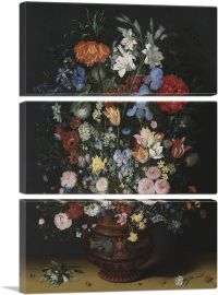Flowers In a Ceramic Vase-3-Panels-60x40x1.5 Thick