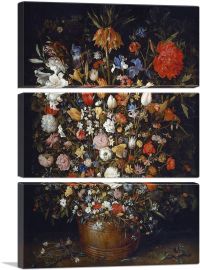 Flowers In a Wooden Vessel 1603-3-Panels-90x60x1.5 Thick