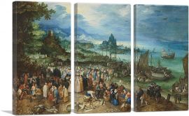 Harbour Scene With Christ Preaching 1598-3-Panels-60x40x1.5 Thick
