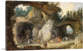 A Hermit Before a Grotto With Joos De Momper II-1-Panel-18x12x1.5 Thick