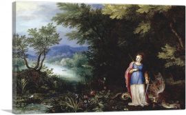 Saint Margaret And The Dragon In An Extensive River Landscape-1-Panel-12x8x.75 Thick